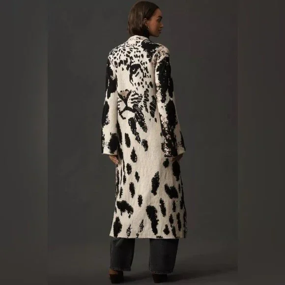 NWT Size XXS/XS - Pilcro Leopard Print Sweater Duster with Pockets (NWT US$ 238) - Picture 5 of 16